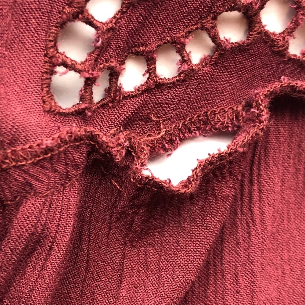 American Eagle Outfitters Burgundy Peasant Dress - Picture 8 of 8